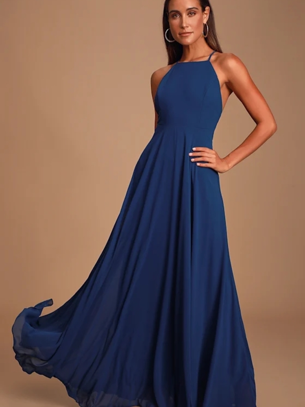 Lulu's Royal Blue Halter Maxi Dress